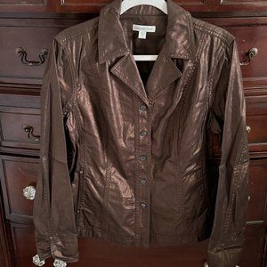 Coldwater Creek Bronze Finish Snap Front Jacket - Size 14